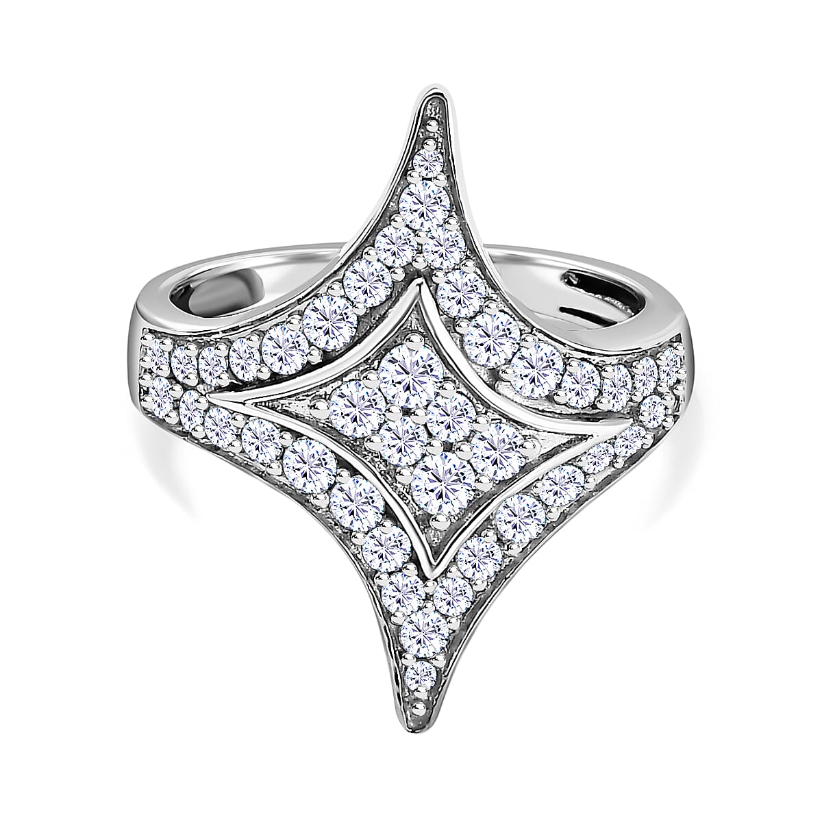 GP Celestial Dream Collection - Moissanite Ring in Platinum Overlay Sterling Silver 1.46 Ct