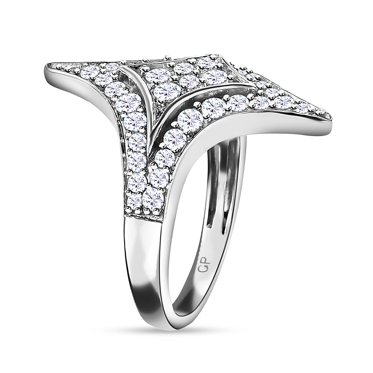 GP Celestial Dream Collection - Moissanite Ring in Platinum Overlay Sterling Silver 1.46 Ct