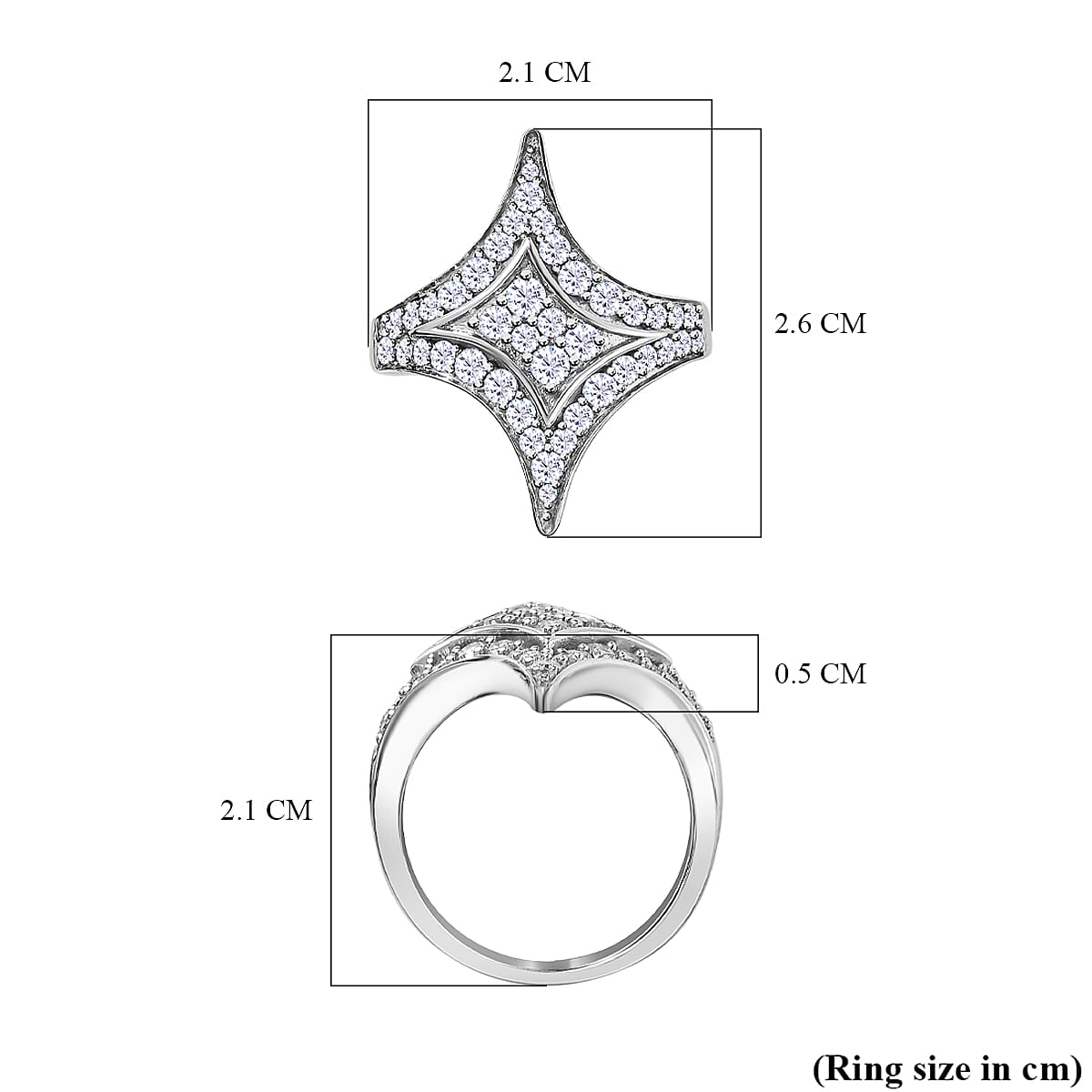 GP Celestial Dream Collection - Moissanite Ring in Platinum Overlay Sterling Silver 1.46 Ct