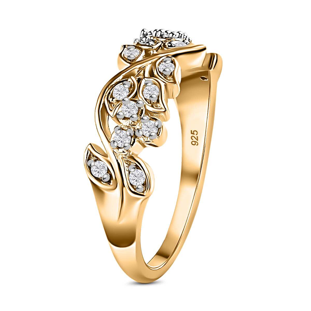 Diamond Filigree Band Ring in 18K Vermeil YG Plated Sterling Silver 0.15 Ct