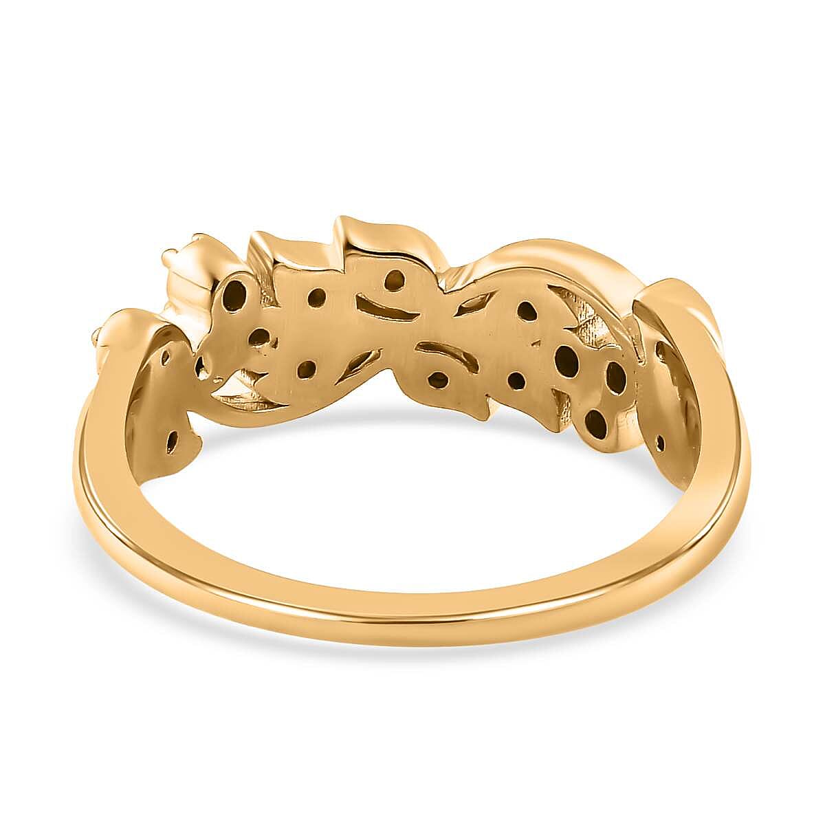 Diamond Filigree Band Ring in 18K Vermeil YG Plated Sterling Silver 0.15 Ct