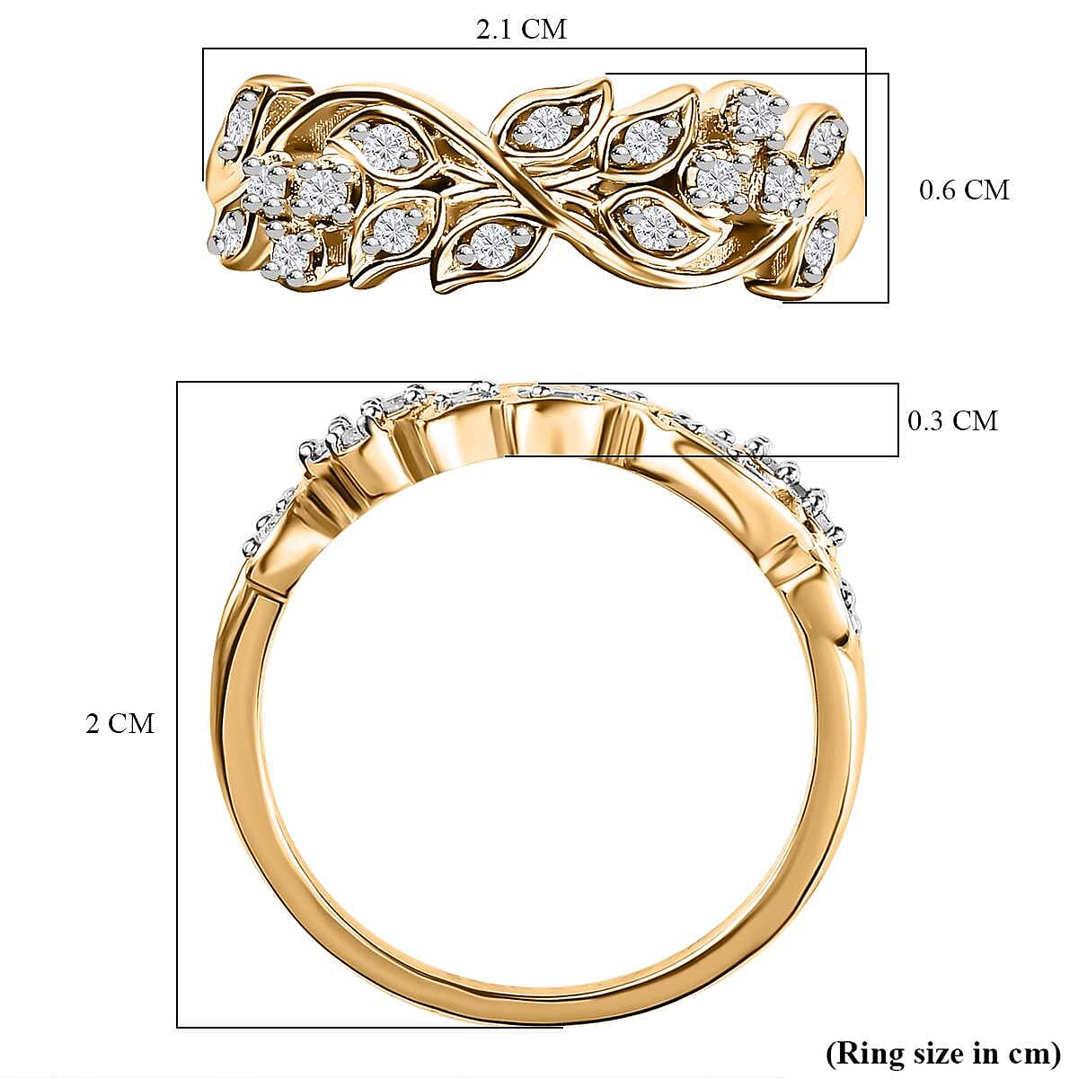 Diamond Filigree Band Ring in 18K Vermeil YG Plated Sterling Silver 0.15 Ct