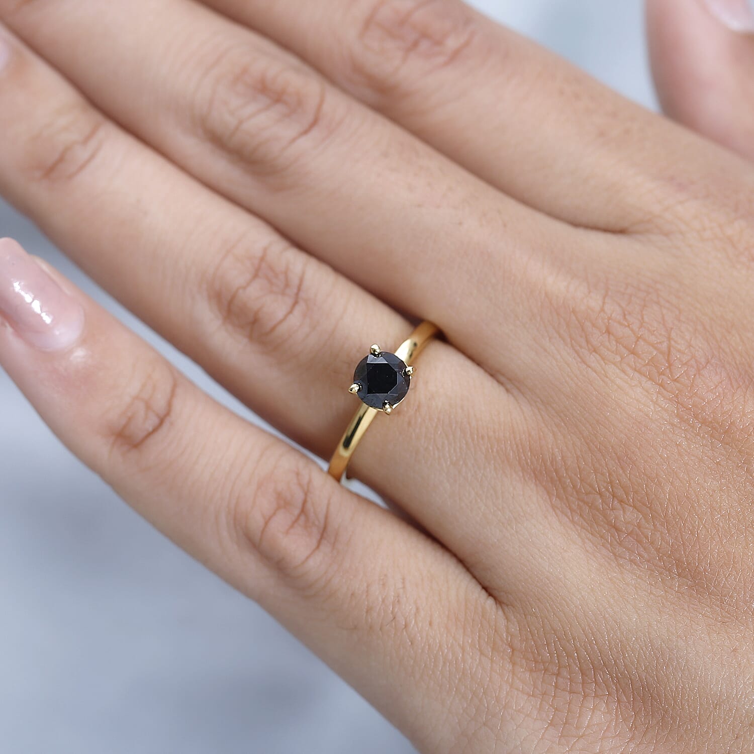 Black Diamond  Band Ring in Vermeil YG Sterling Silver 1.00 ct  1.000  Ct.