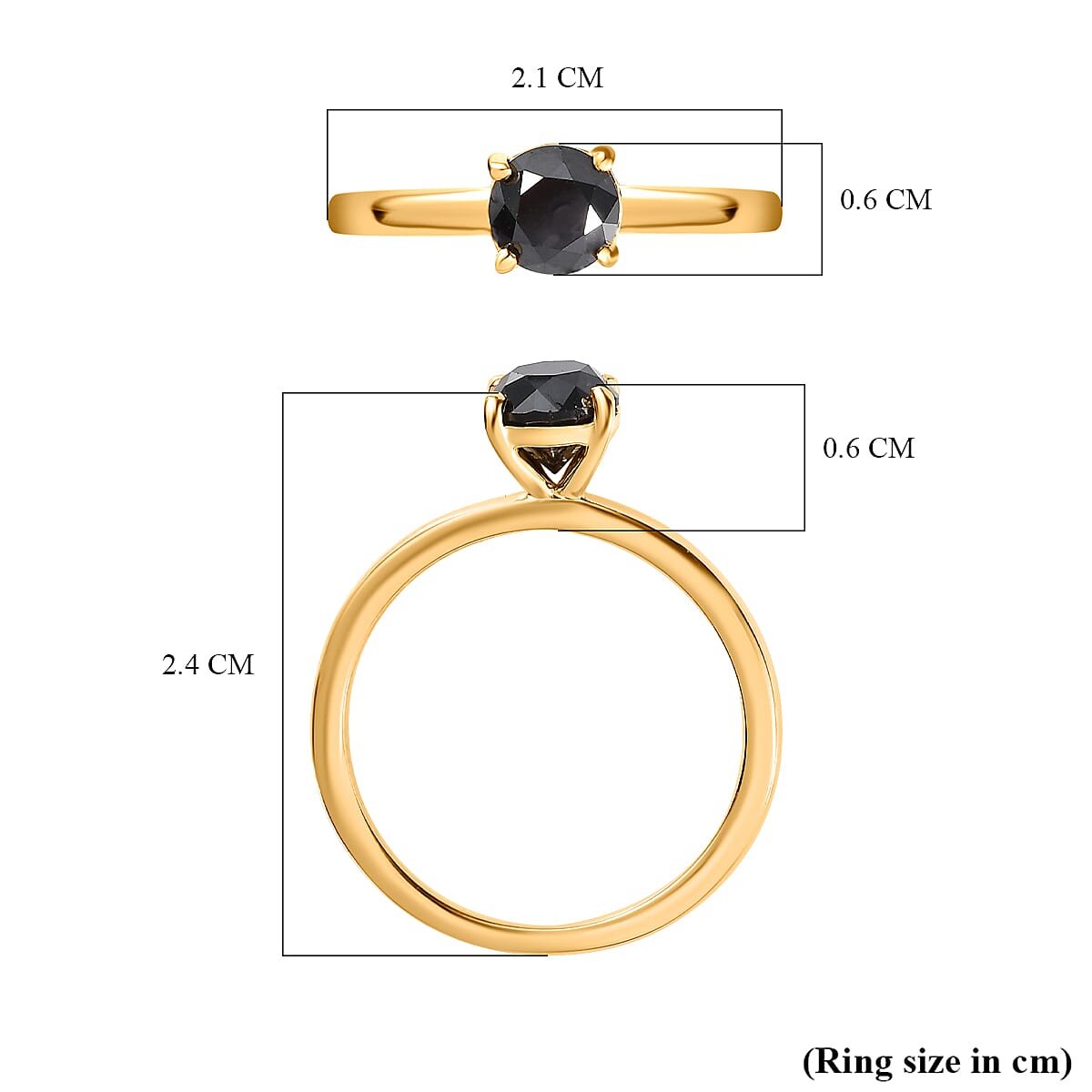 Black Diamond  Band Ring in Vermeil YG Sterling Silver 1.00 ct  1.000  Ct.
