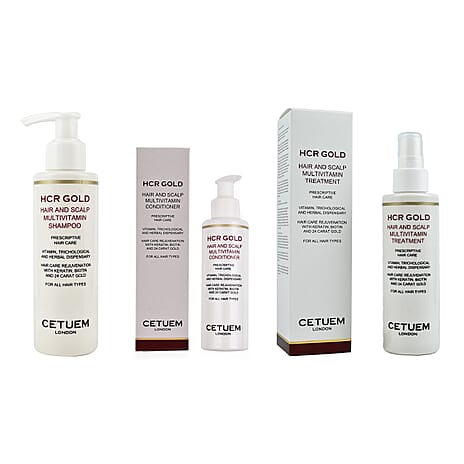 Cetuem- Trio Multivitamin Hair and Scalp Complete Treatment Bundle (Incl. Multivitamin Shampoo 150ml, Conditioner 150ml and Treatment Spray 150ml)