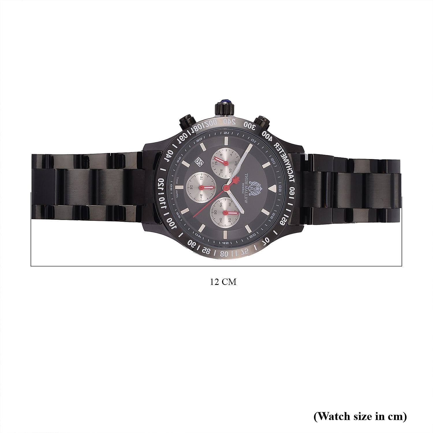 William Hunt Multifunction Movement Black Dial 5 ATM Water Resistant Watch with Black Chain Strap