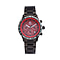 William Hunt Multifunction Movement Red Dial 5 ATM Water Resistant Watch with Black Chain Strap