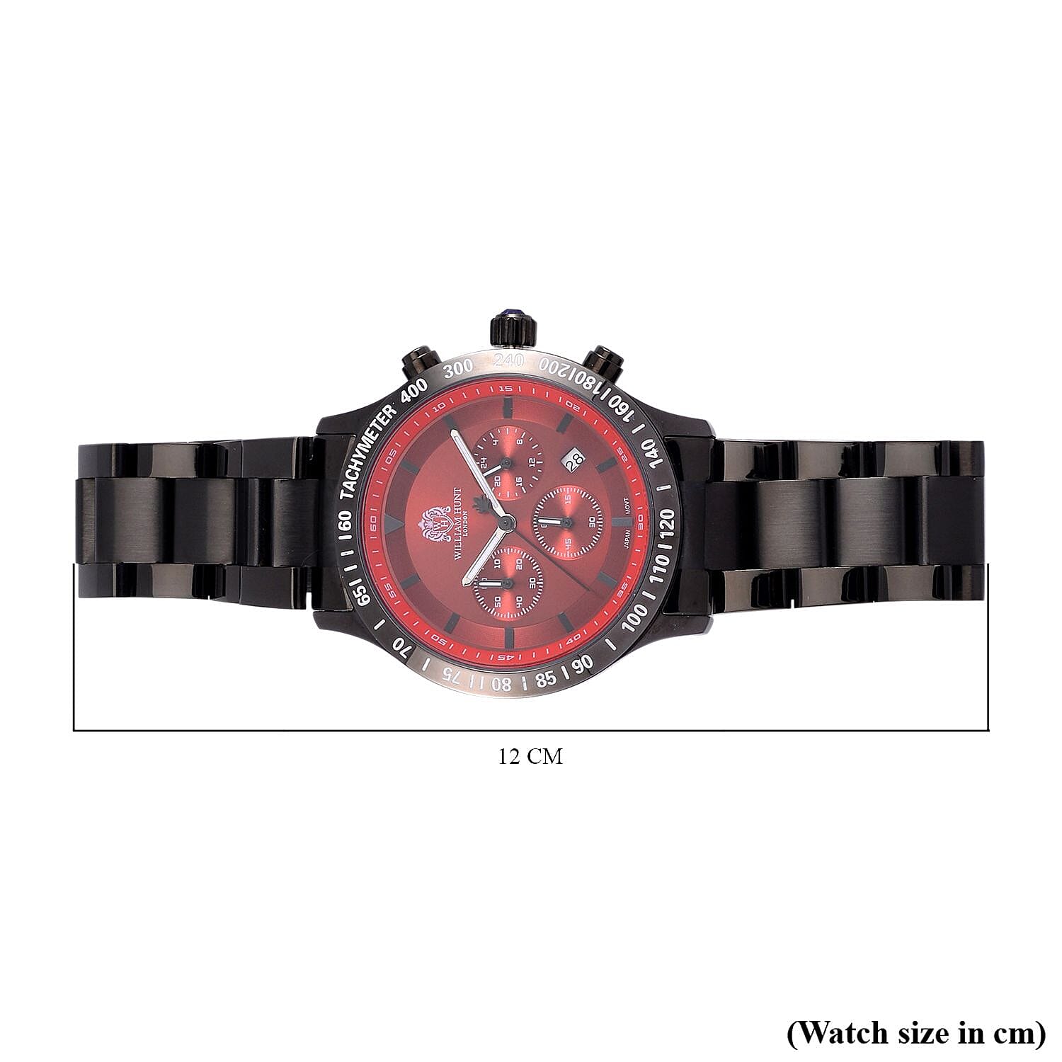 William Hunt Multifunction Movement Red Dial 5 ATM WR Watch with Black Chain Strap William Hunt Multifunction Movement Red Dial 5 ATM WR Watch with Black Chain Strap