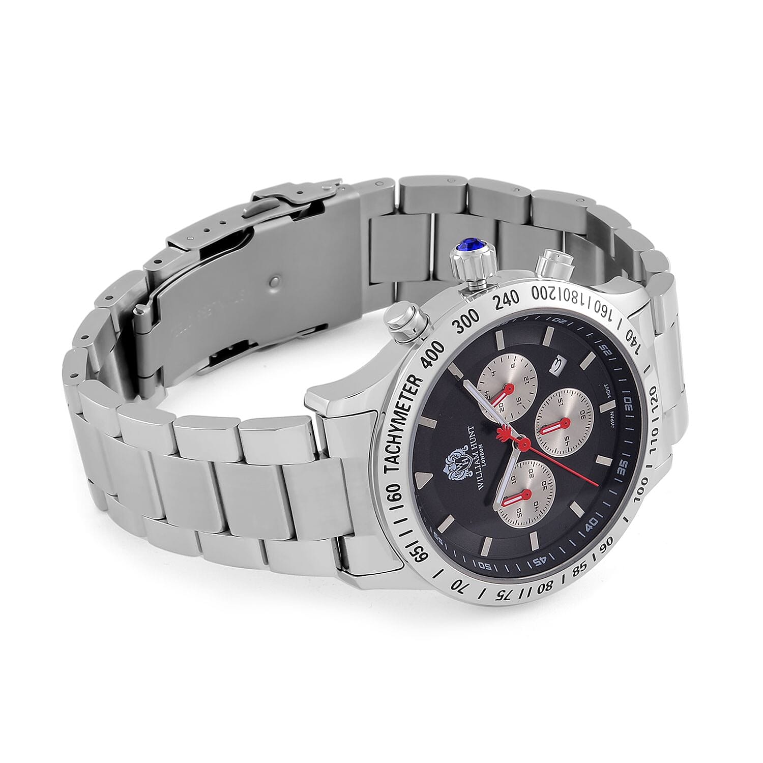 LIMITED QUANTITY -William Hunt Multifunction Movement Black Dial 5 ATM WR Watch with Silver Chain Strap LIMITED QUANTITY -William Hunt Multifunction Movement Black Dial 5 ATM WR Watch with Silver Chain Strap