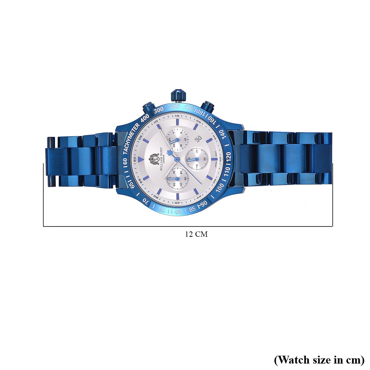 William Hunt Multifunction Movement White Dial 5 ATM Water Resistant Watch with Blue Chain Strap