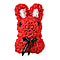 Handcrafted Rose Flower Bunnie with Bow - Red