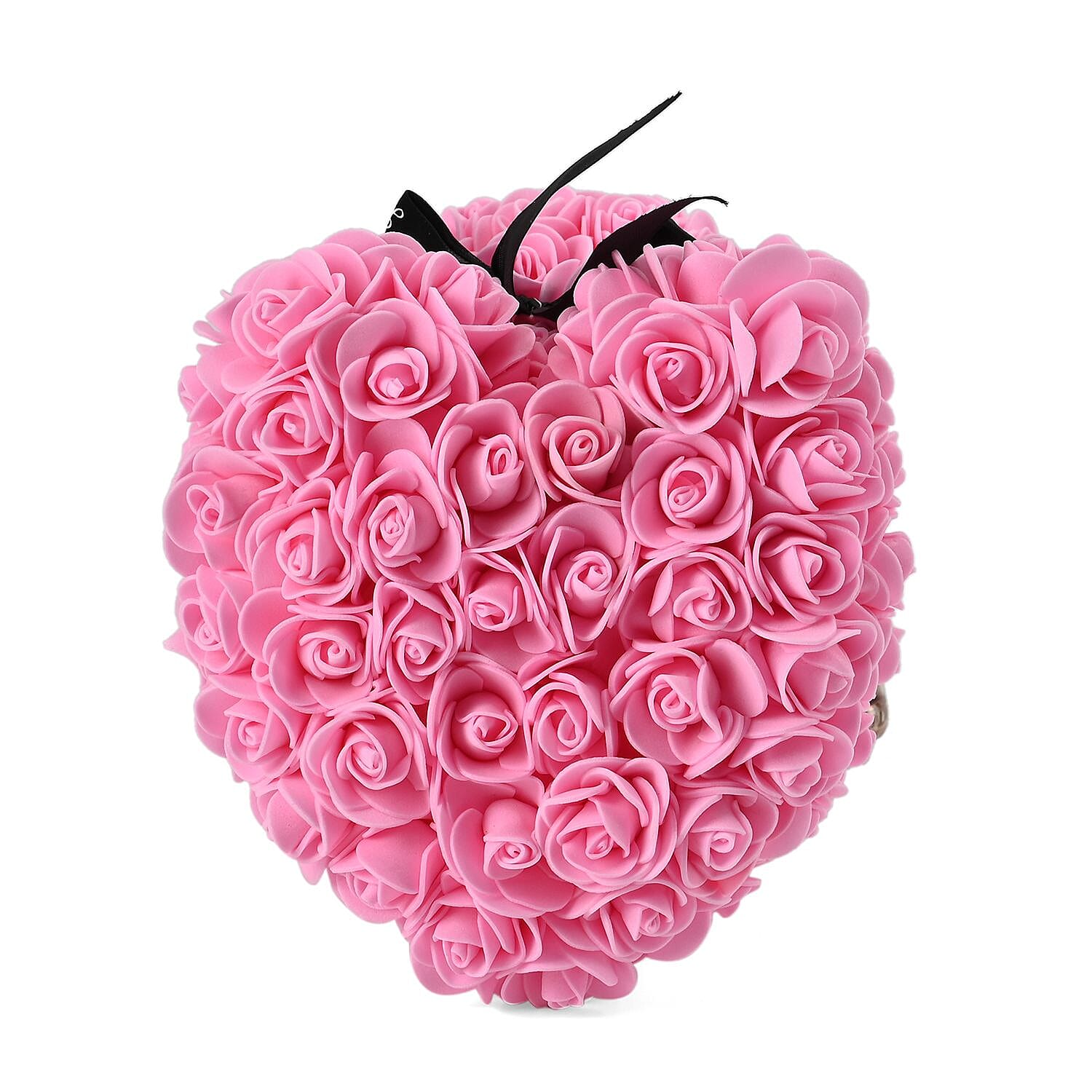 Handcrafted Rose Flower Bunnie with Bow - Pink & White