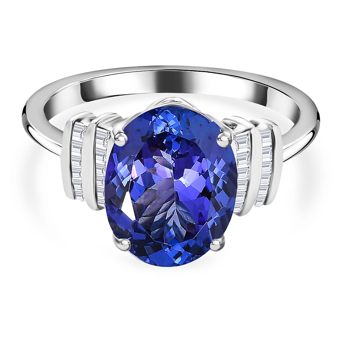 RHAPSODY 950 Platinum Tanzanite & Diamond (VS-E-F) Ring 5.22 Ct, Platinum Wt. 6.11 GM
