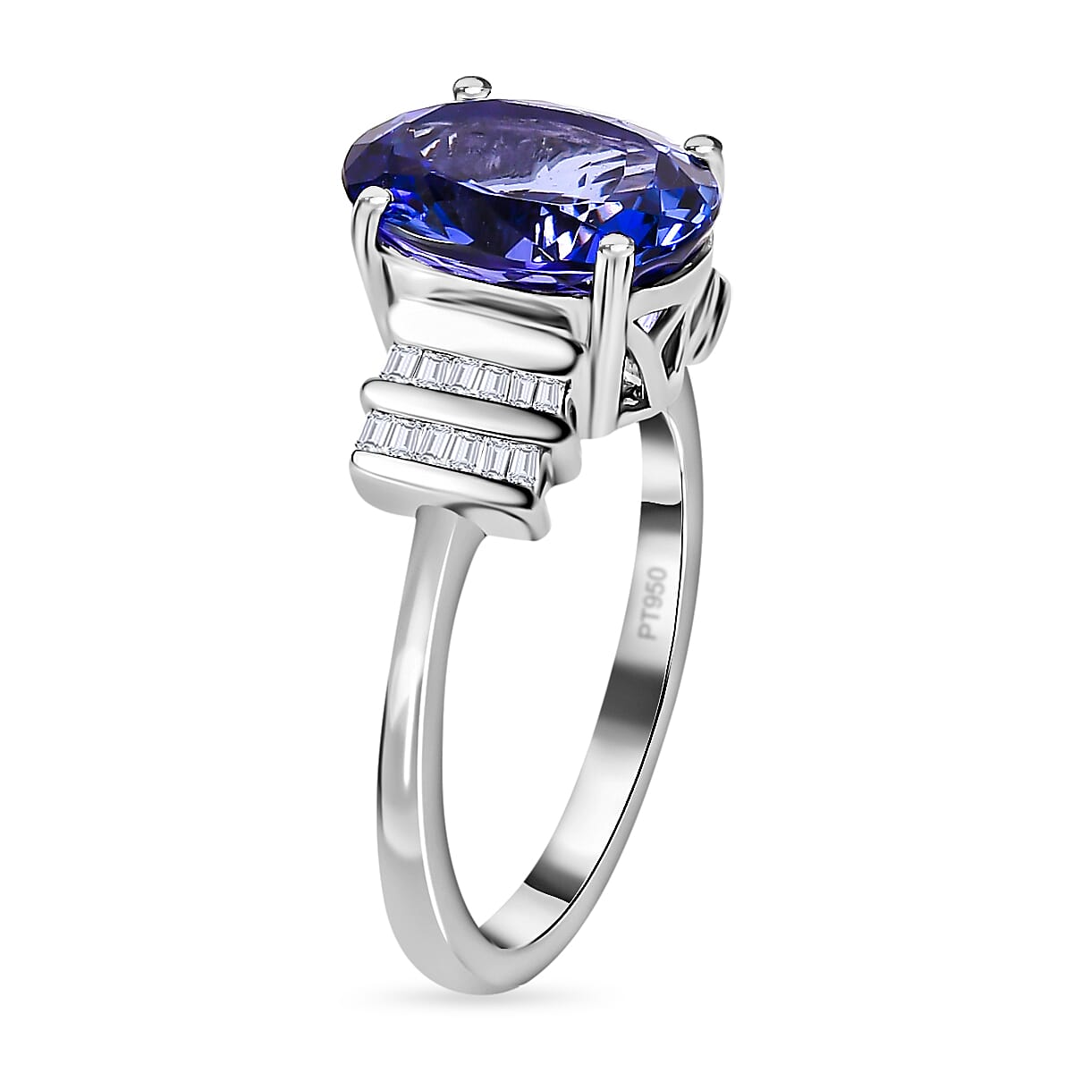 RHAPSODY 950 Platinum Tanzanite & Diamond (VS-E-F) Ring 5.22 Ct, Platinum Wt. 6.11 GM