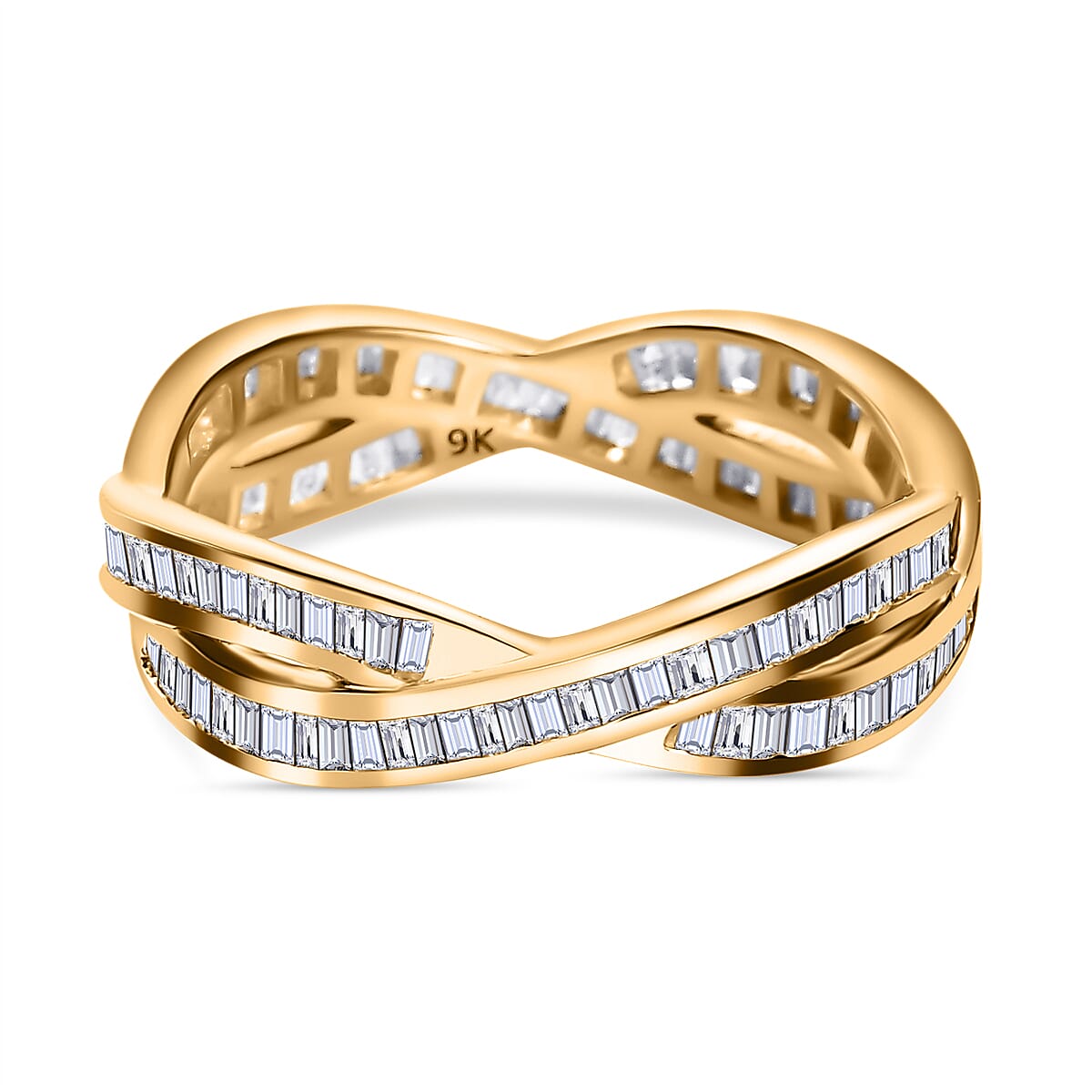 Close Out - 9K Yellow Gold Diamond (G-H) Crossover Ring 1.00 Ct