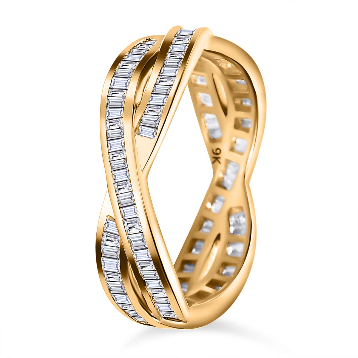 Close Out - 9K Yellow Gold Diamond (G-H) Crossover Ring 1.00 Ct