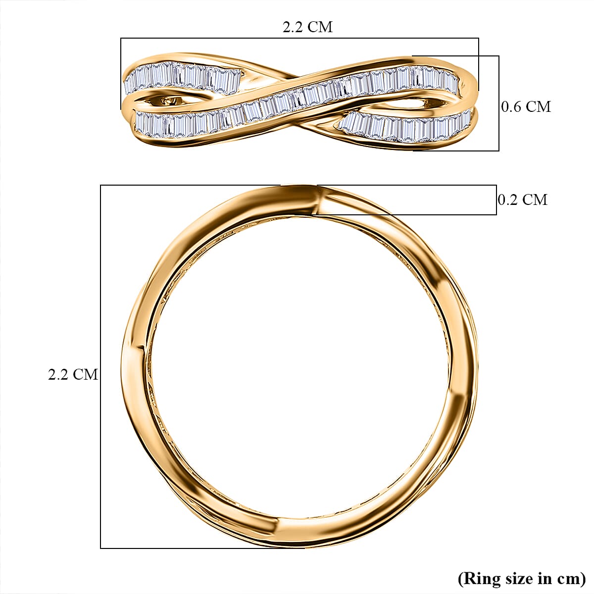 Close Out - 9K Yellow Gold Diamond (G-H) Crossover Ring 1.00 Ct