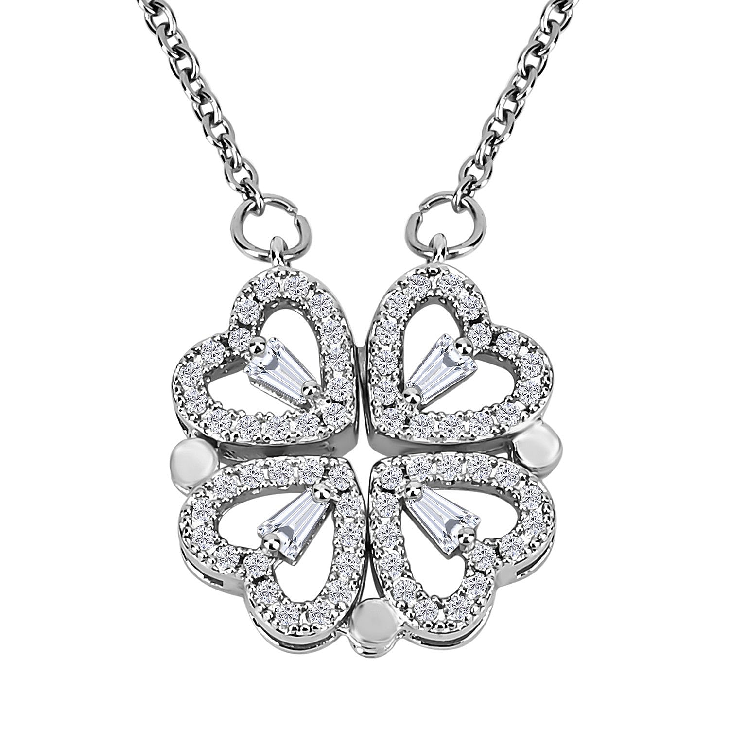Cubic Zirconia Heart Necklace (Size - 20-2)