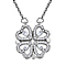 Cubic Zirconia Heart Necklace (Size - 20-2) in Silver Tone