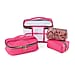 Set of 4 Leatherette Cosmetic Bag (Size L,M,S) - Rose Pink & Snakeskin