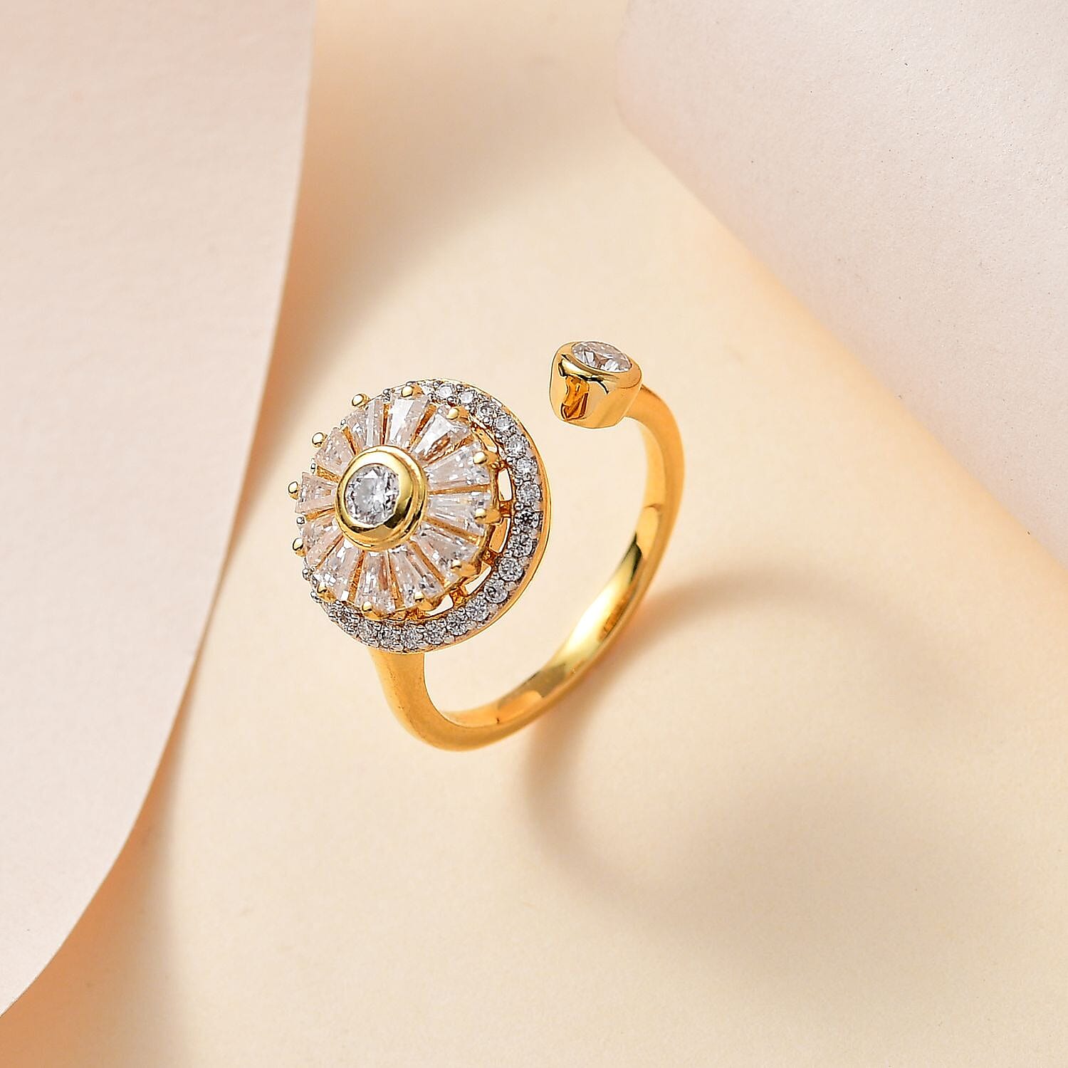 Moissanite Fancy Spinner Ring in Sterling Silver