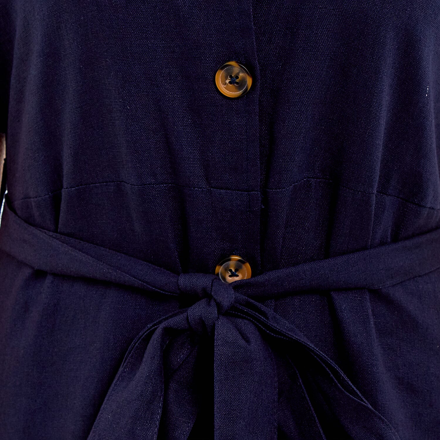Charlotte West Ladies Linen Belted Dress - Navy Charlotte West Ladies Linen Belted Dress - Navy