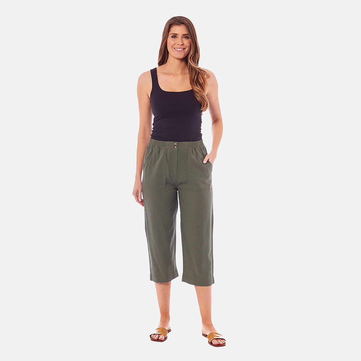 Charlotte West Ladies Linen Blend 3-4 Pant - Navy Charlotte West Ladies Linen Blend 3-4 Pant - Navy