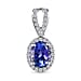 9K White Gold  AA - Tanzanite, White Diamond Halo Pendant