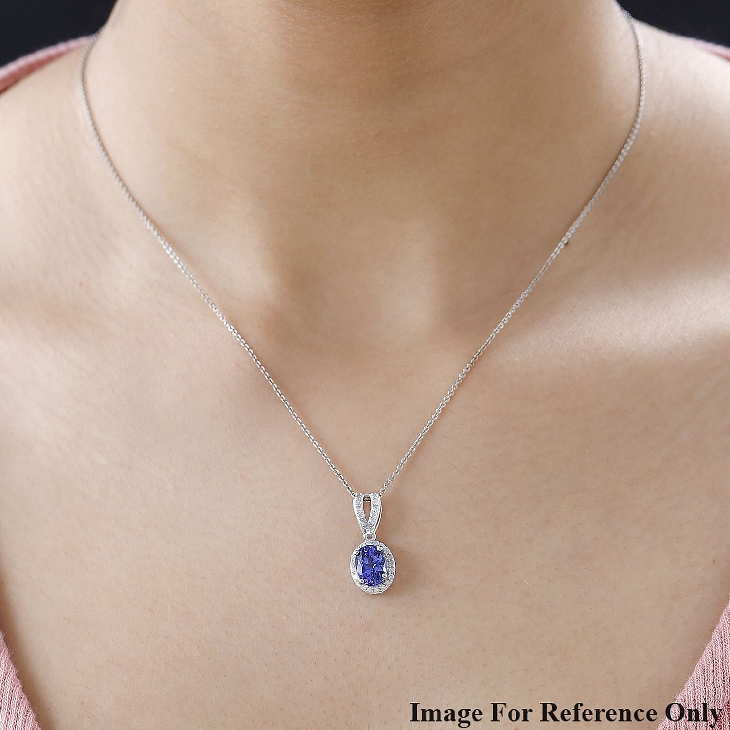 9K White Gold Tanzanite & Diamond Pendant 1.76 Ct.