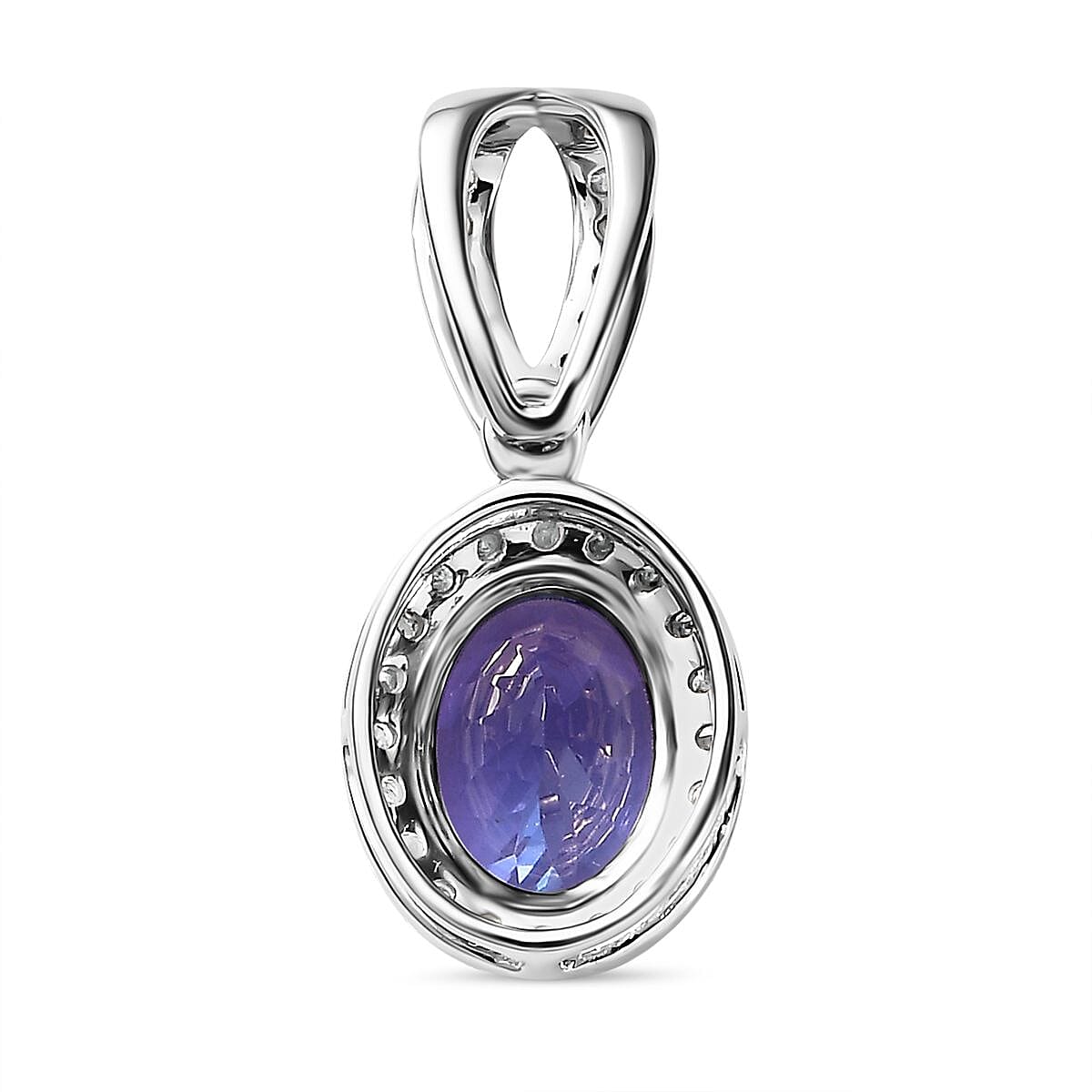 9K White Gold Tanzanite & Diamond Pendant 1.76 Ct.