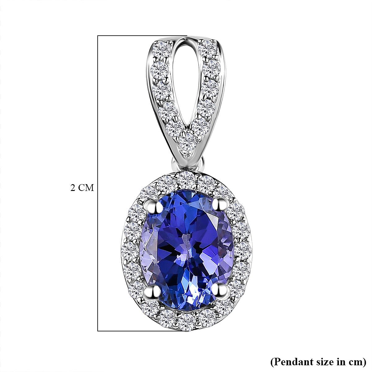9K White Gold Tanzanite & Diamond Pendant 1.76 Ct.
