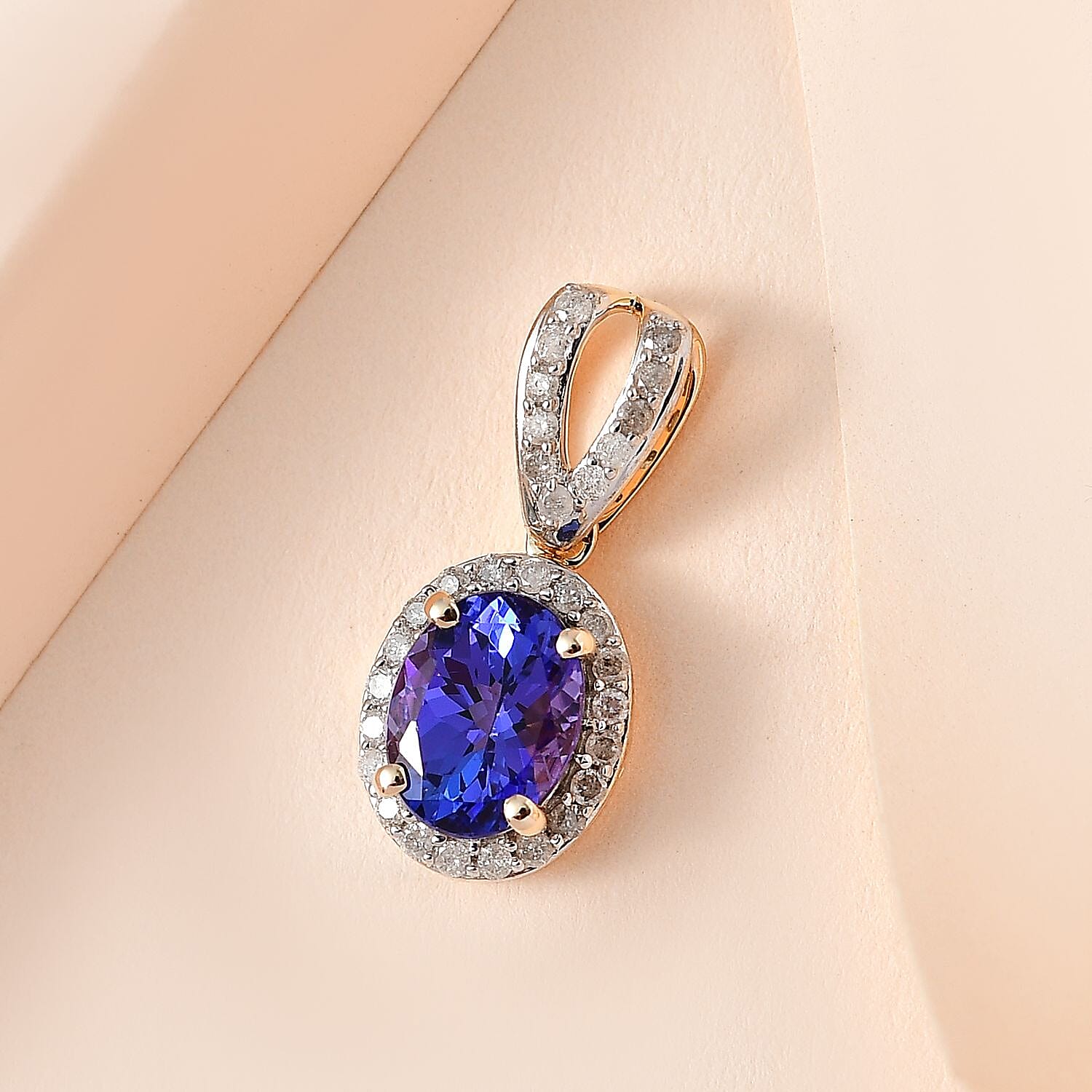 9K Yellow Gold Tanzanite & Diamond Pendant 1.77 Ct.