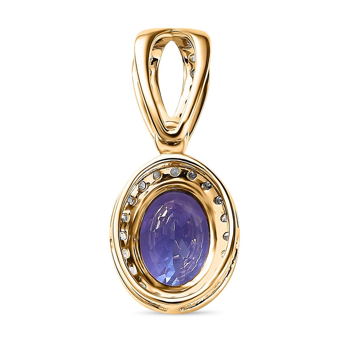 9K Yellow Gold Tanzanite & Diamond Pendant 1.77 Ct.