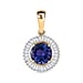 14K Yellow Gold AAA Tanzanite & Diamond Circle Halo Pendant 2.42 Ct