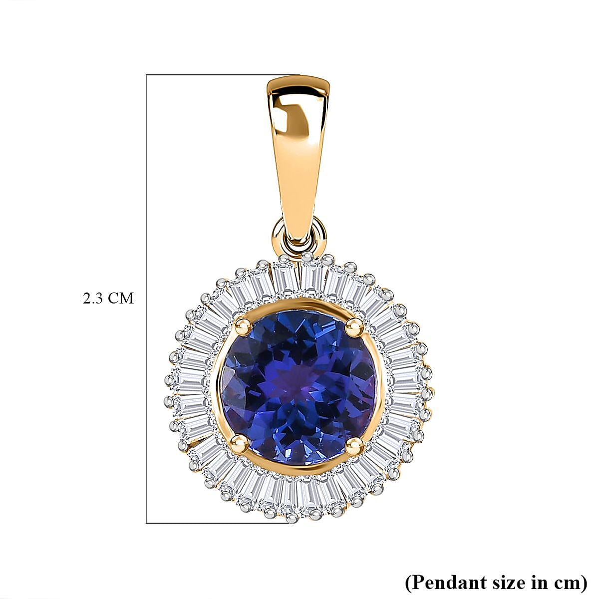 14K Yellow Gold AAA Tanzanite & Diamond Circle Halo Pendant 2.42 Ct