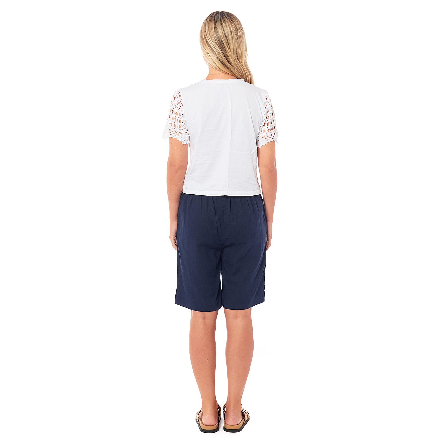 Charlotte West Ladies Linen Shorts (Size 12) - Navy