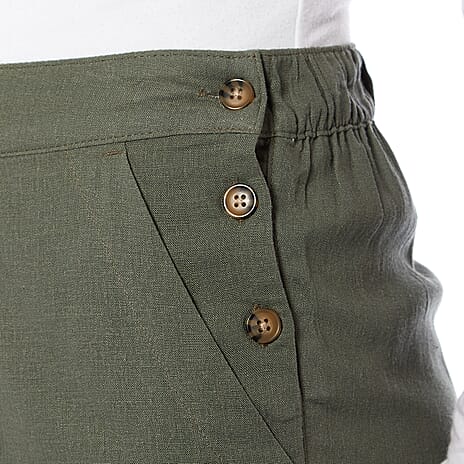 Charlotte West Ladies Linen Shorts (Size 12) - Khaki