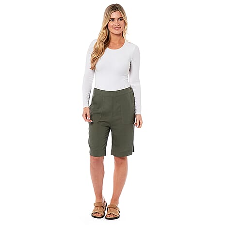 Charlotte West Ladies Linen Shorts (Size 20) - Khaki