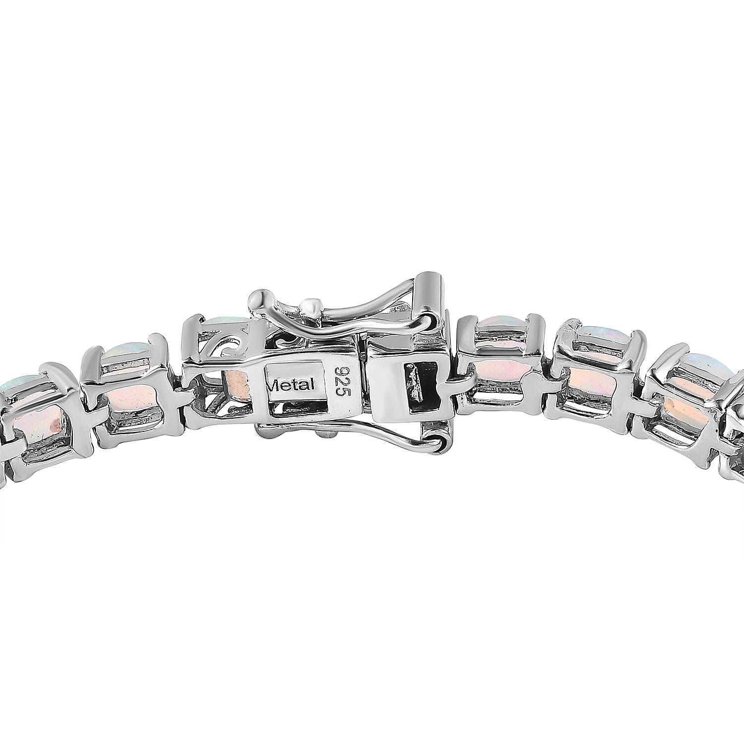 Ethiopian Welo Opal Tennis Bracelet (Size - 7) in Platinum Overlay Sterling Silver 8.43 Ct, Silver Wt. 11.32 Gms