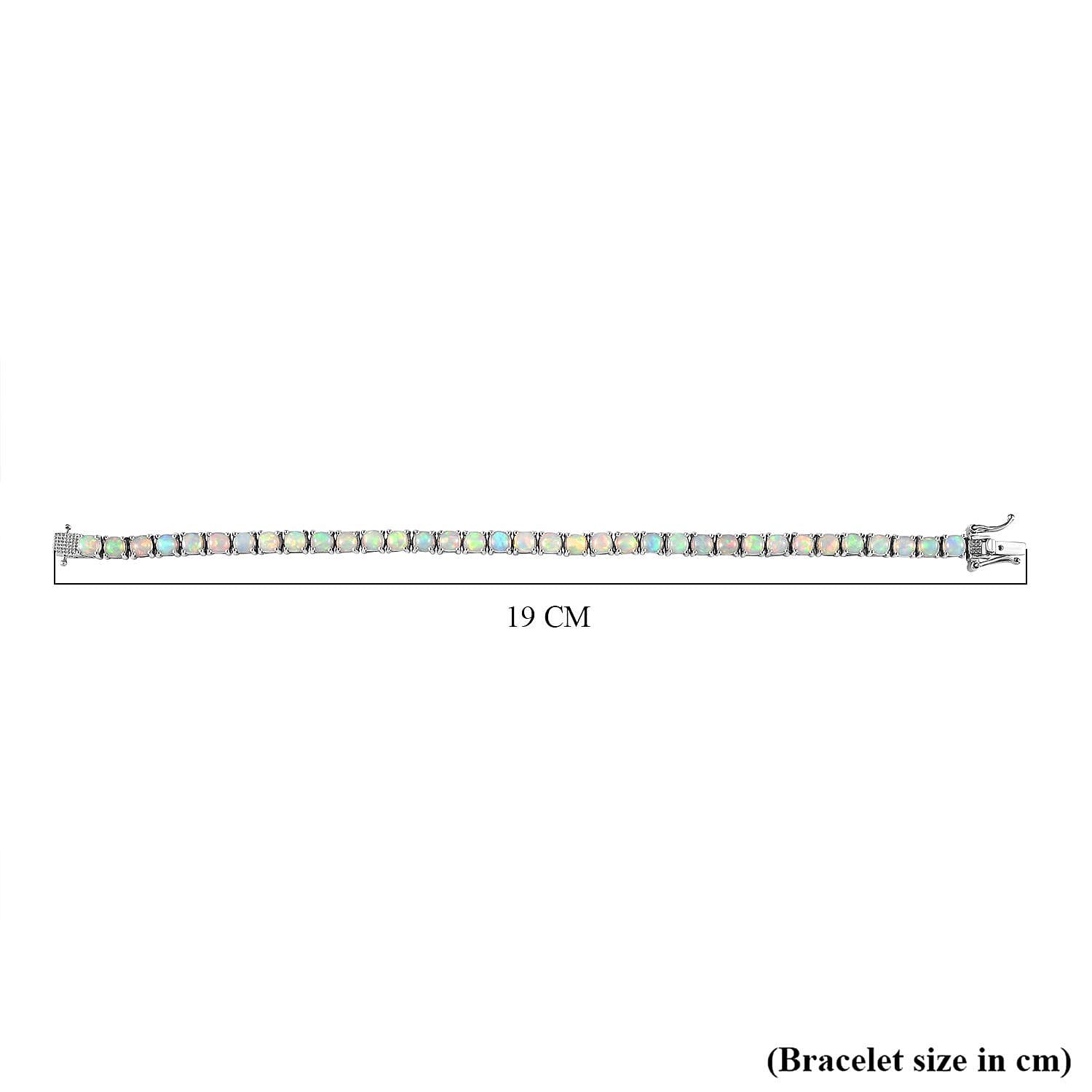 Ethiopian Welo Opal Tennis Bracelet (Size - 7) in Platinum Overlay Sterling Silver 8.43 Ct, Silver Wt. 11.32 Gms