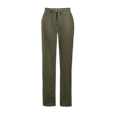 Charlotte West Linen Blend Ladies Trouser (Size 12) - Khaki