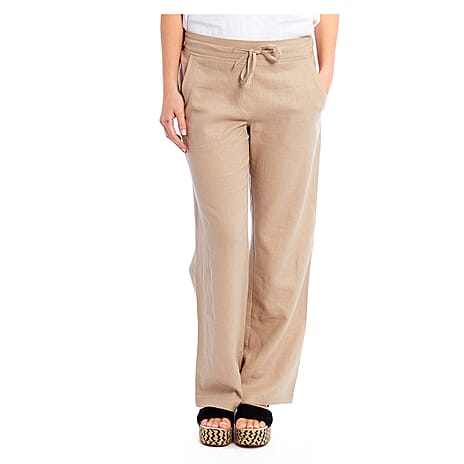 Charlotte West Linen Blend Ladies Trouser (Size 18) - Stone