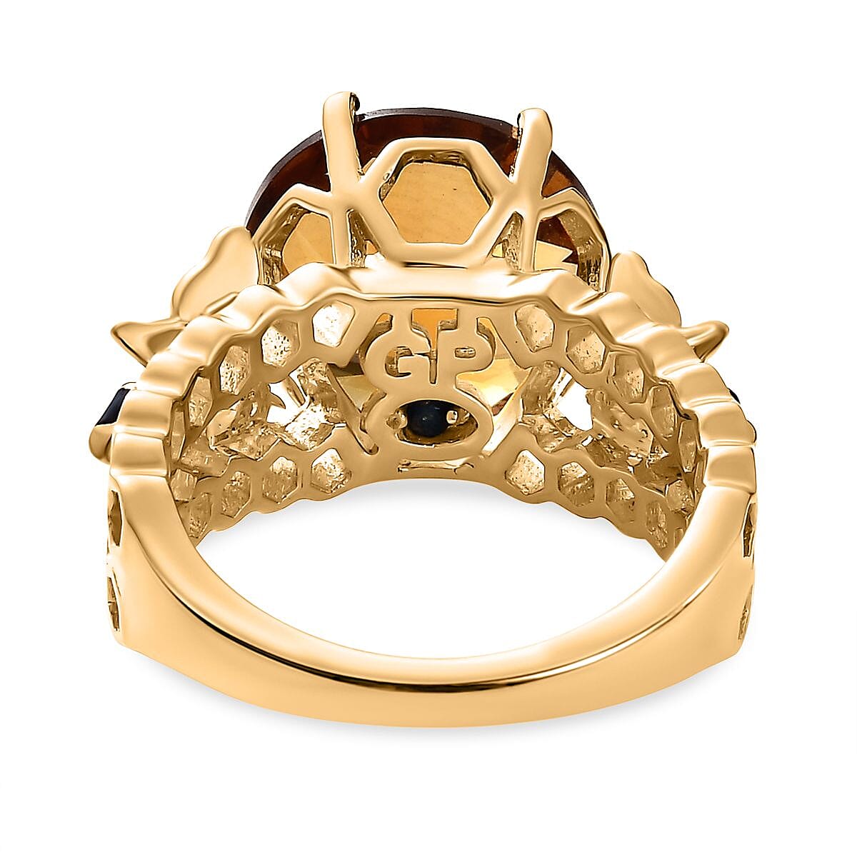 GP HoneyComb Collection - Citrine Ring in 18K Yellow Gold Vermeil Plated Sterling Silver 5.81 Ct, Silver Wt. 5.29 Gms GP HoneyComb Collection - Citrine Ring in 18K Yellow Gold Vermeil Plated Sterling Silver 5.81 Ct, Silver Wt. 5.29 Gms