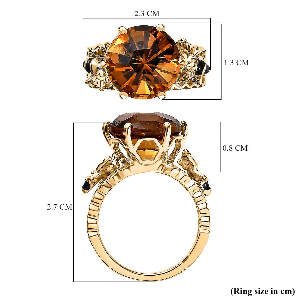 GP HoneyComb Collection - Citrine Ring in 18K Yellow Gold Vermeil Plated Sterling Silver 5.81 Ct, Silver Wt. 5.29 Gms GP HoneyComb Collection - Citrine Ring in 18K Yellow Gold Vermeil Plated Sterling Silver 5.81 Ct, Silver Wt. 5.29 Gms