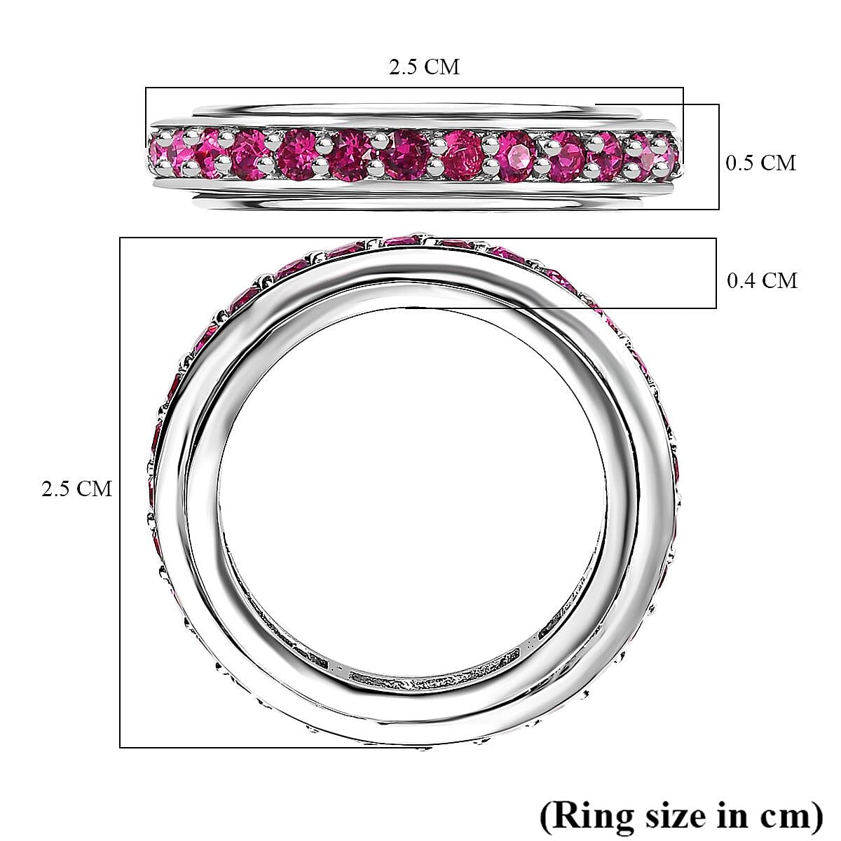 Ruby Finest Austrian Crystal Eternity Band Ring in Platinum Overlay Sterling Silver 1.10 Ct.
