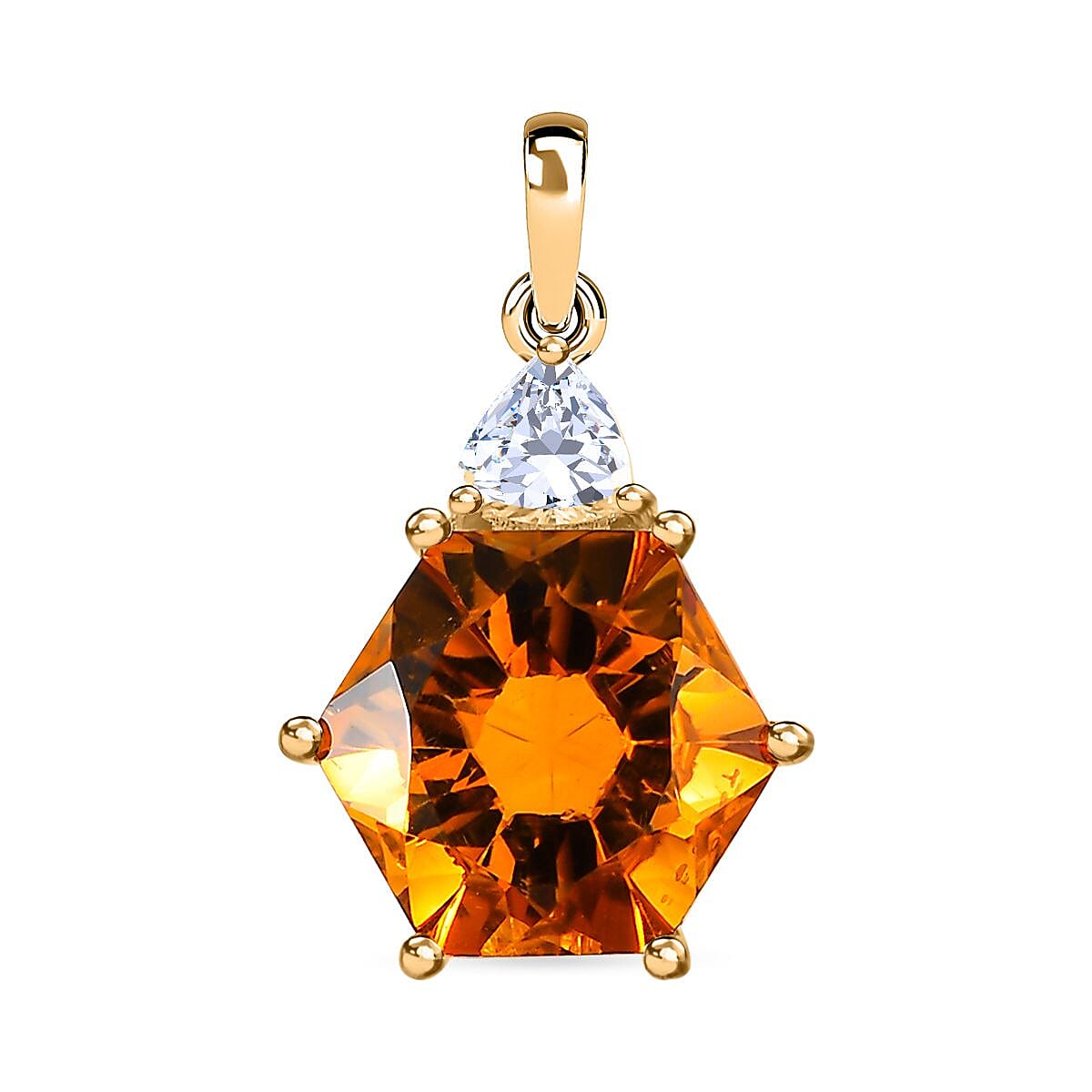 9K Yellow Gold Serra Gaucha Citrine & Moissanite Pendant 4.27 Ct.
