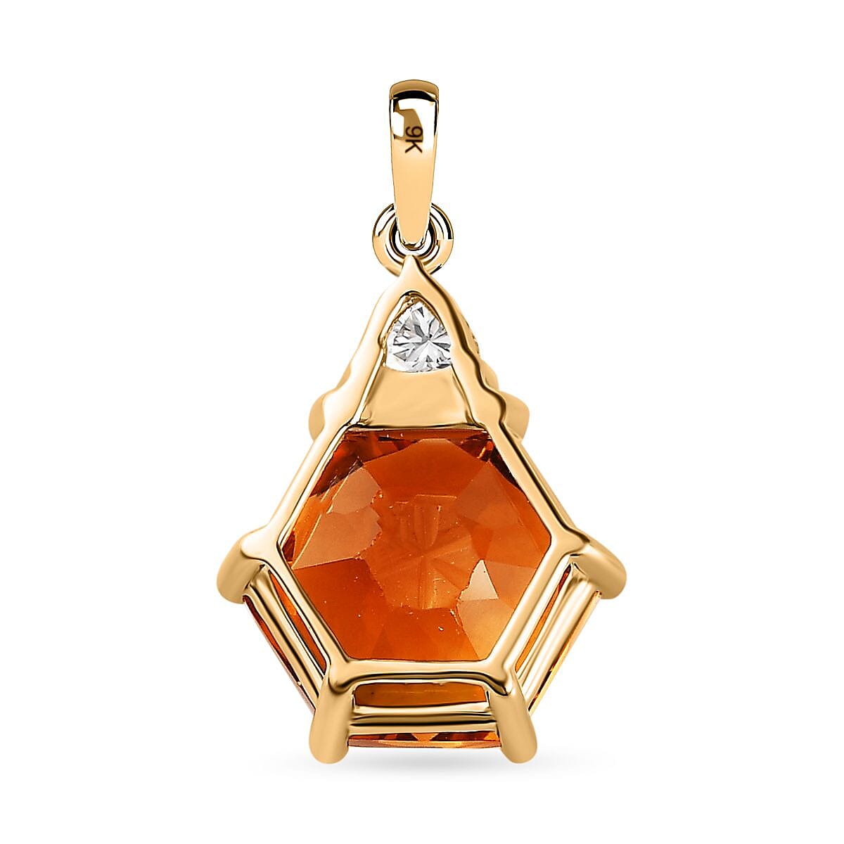 9K Yellow Gold Serra Gaucha Citrine & Moissanite Pendant 4.27 Ct.