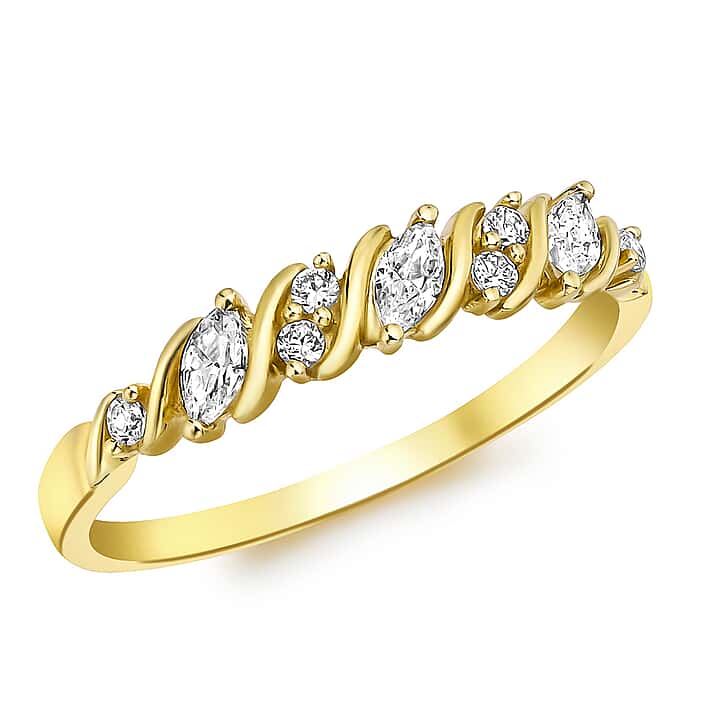 9K Yellow Gold Finest CZ Swirl Ring