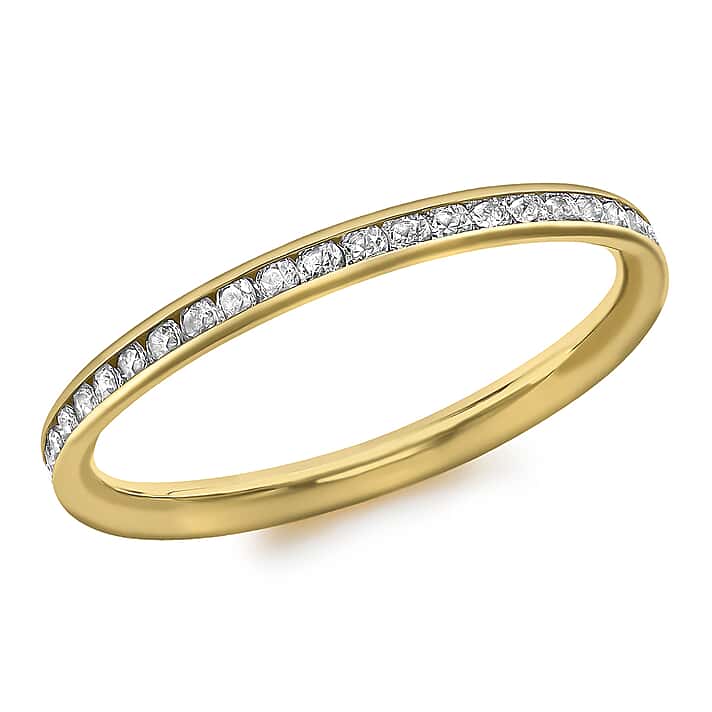 9K Yellow Gold Finest CZ Eternity Wedding Band Ring