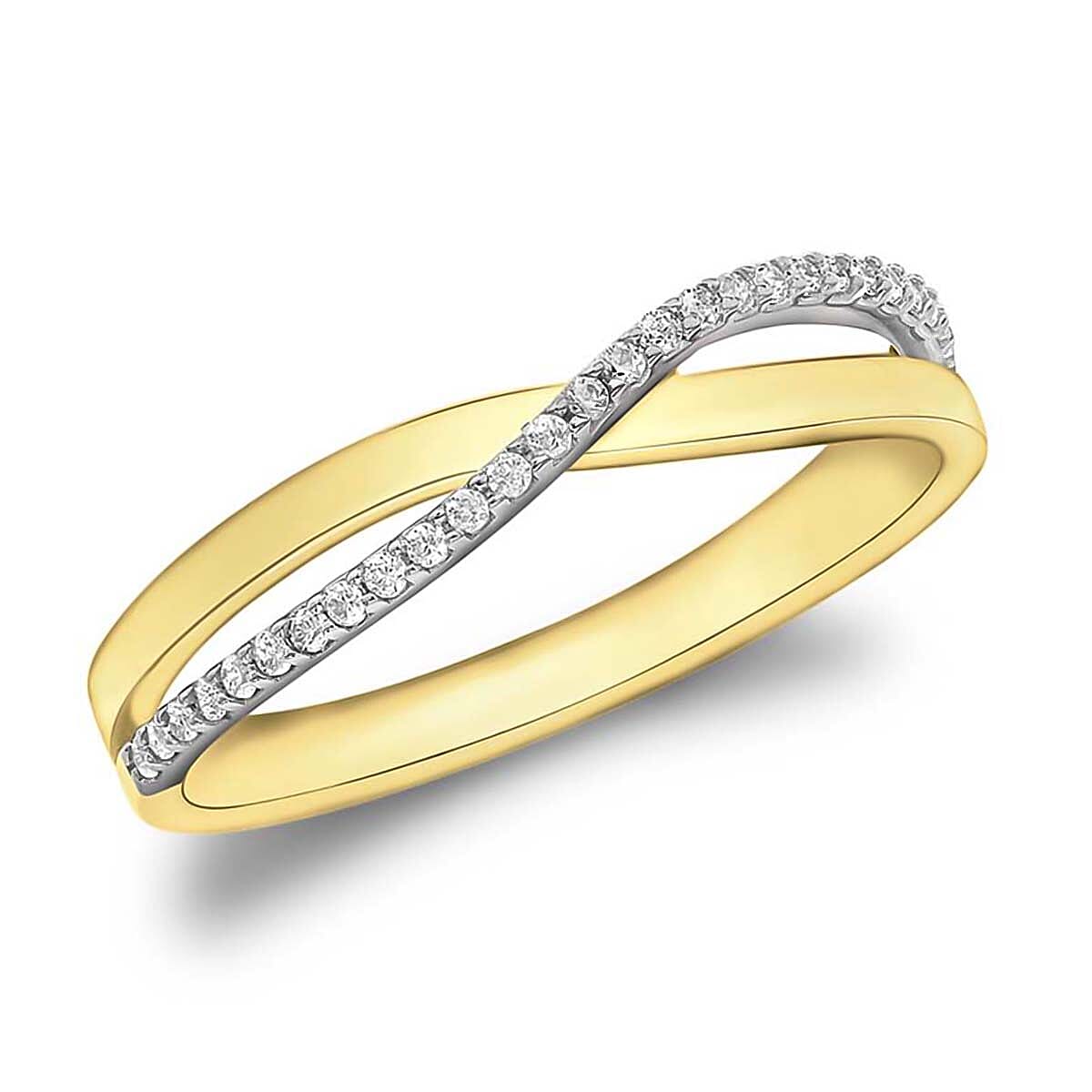 9K Yellow Gold Finest CZ Crossover Ring